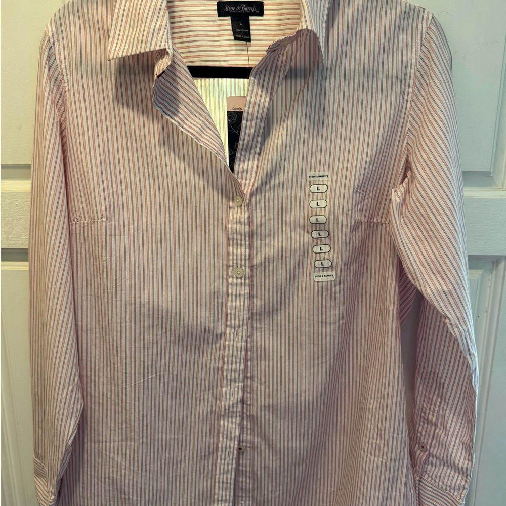 Steve & Barry's Pink Striped Button Down Shirt